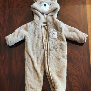 Cozy Gray Bear Hooded Kids One Piece